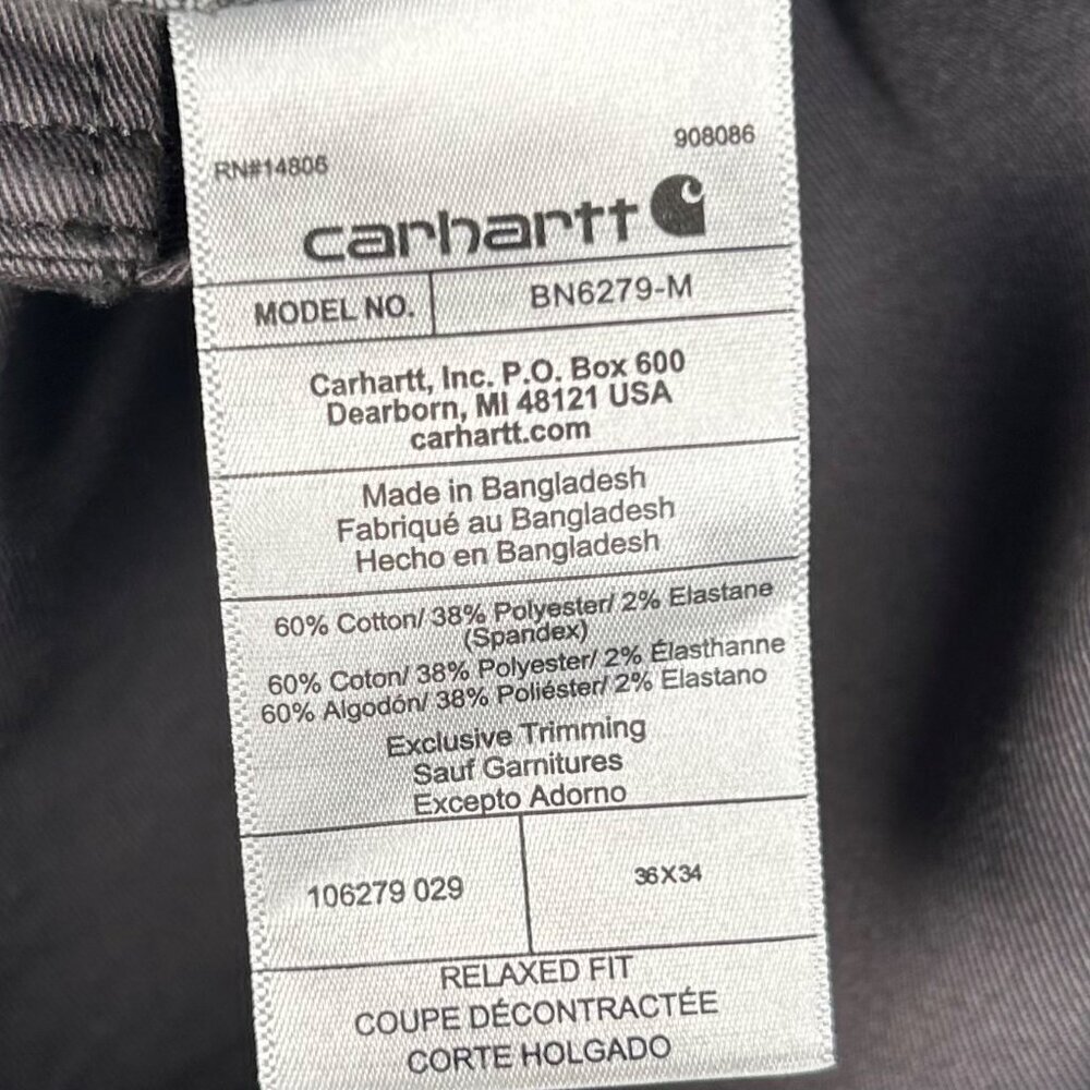 Carhartt Force Pant Relaxed Fit Size 36x34 Gray Stretch Outdoors Work Hiking - Picture 7 of 8